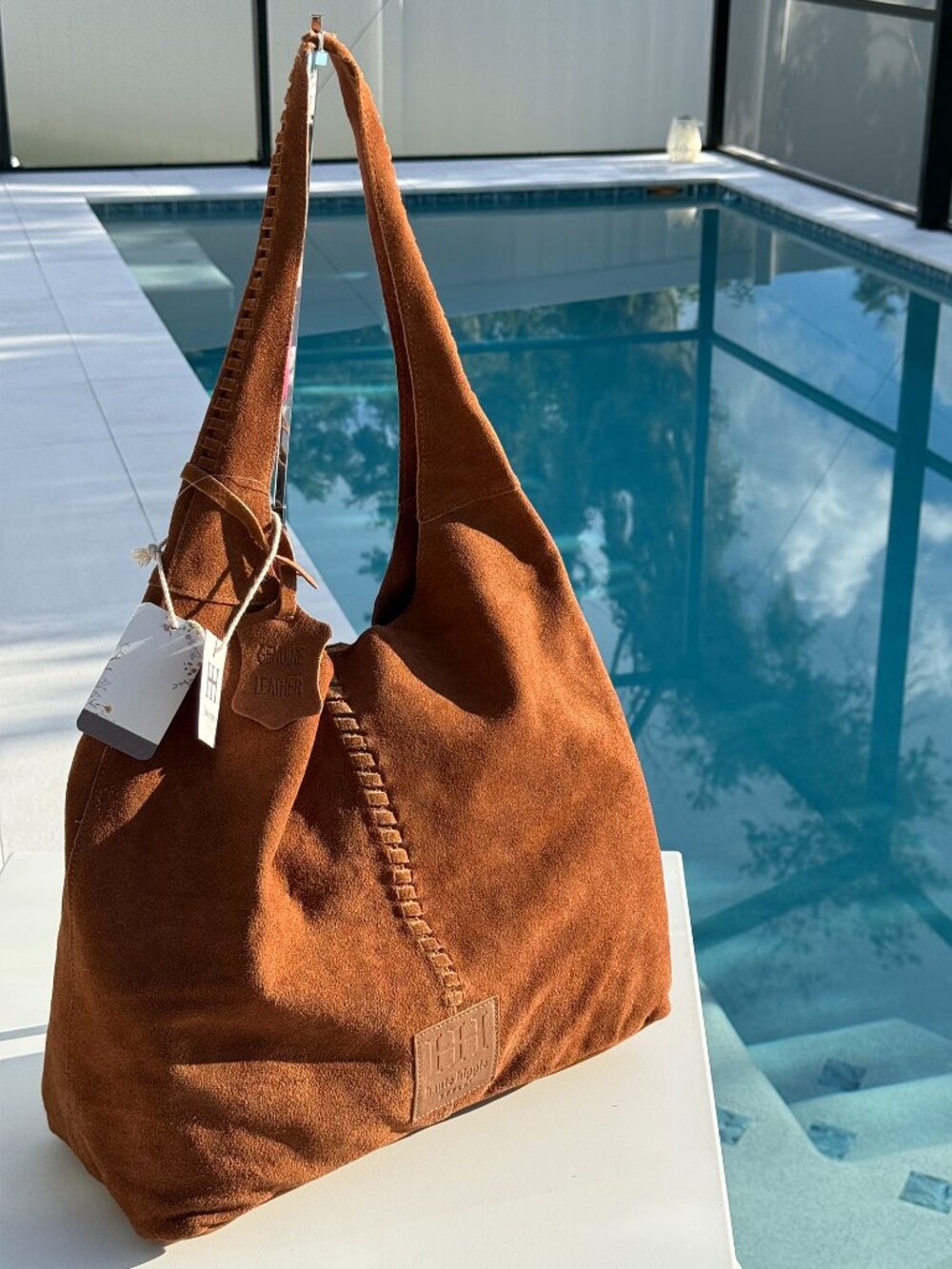 Haute Hippie Brown Leather Suede Hobo Bag NWT Boho Stitching BOHO CHIC
